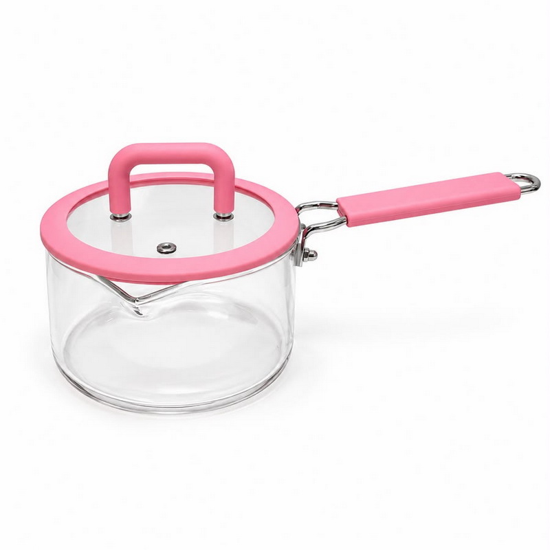 OLLA VIDRIO TAPA SILICONA ROSA 1800 ml.