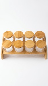 FRASCO ESPECIERO VIDRIO T/ BAMBU X 8 PCS. 250ML.
