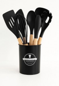 UTENSILIOS SILICONA Y BAMBU X 12