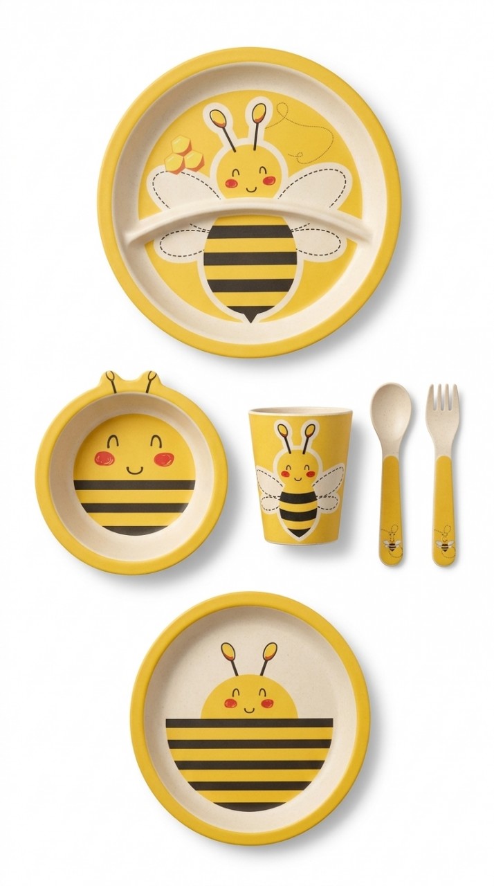 VAJILLA INFANTIL FIBRAS NATURALES BAMBOO X 4