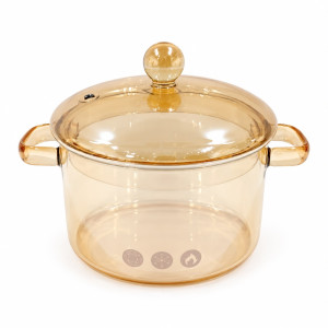 OLLA VIDRIO CON TAPA AMBAR 1800 ml.