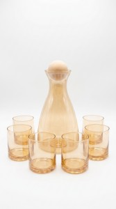 VASOS Y BOTELLA VIDRIO X 7
