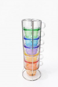 SET VASO P/CAFE C/BASE METAL X 6 UNID.