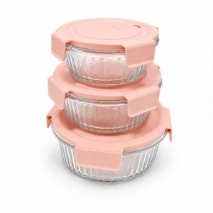 CONTENEDOR VIDRIO REDONDO T/PLASTICO ROSA X 3