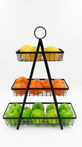 FRUTERA HIERRO RECTANGULAR 3 PISOS NEGRO
