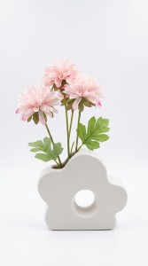 PLANTA MACETA CERAMICA BLANCA FLOR 24 cm.