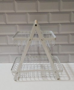 FRUTERA HIERRO RECTANGULAR 2 PISOS BLANCO