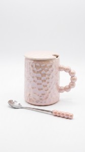 TAZA CERAMICA CON TAPA Y CUCHARA