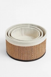 CANASTO BAMBU/LIENZO X 3 PCS.