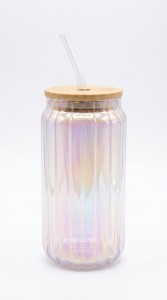 VASO VIDRIO TAPA BAMBU Y SORBETE 500ML