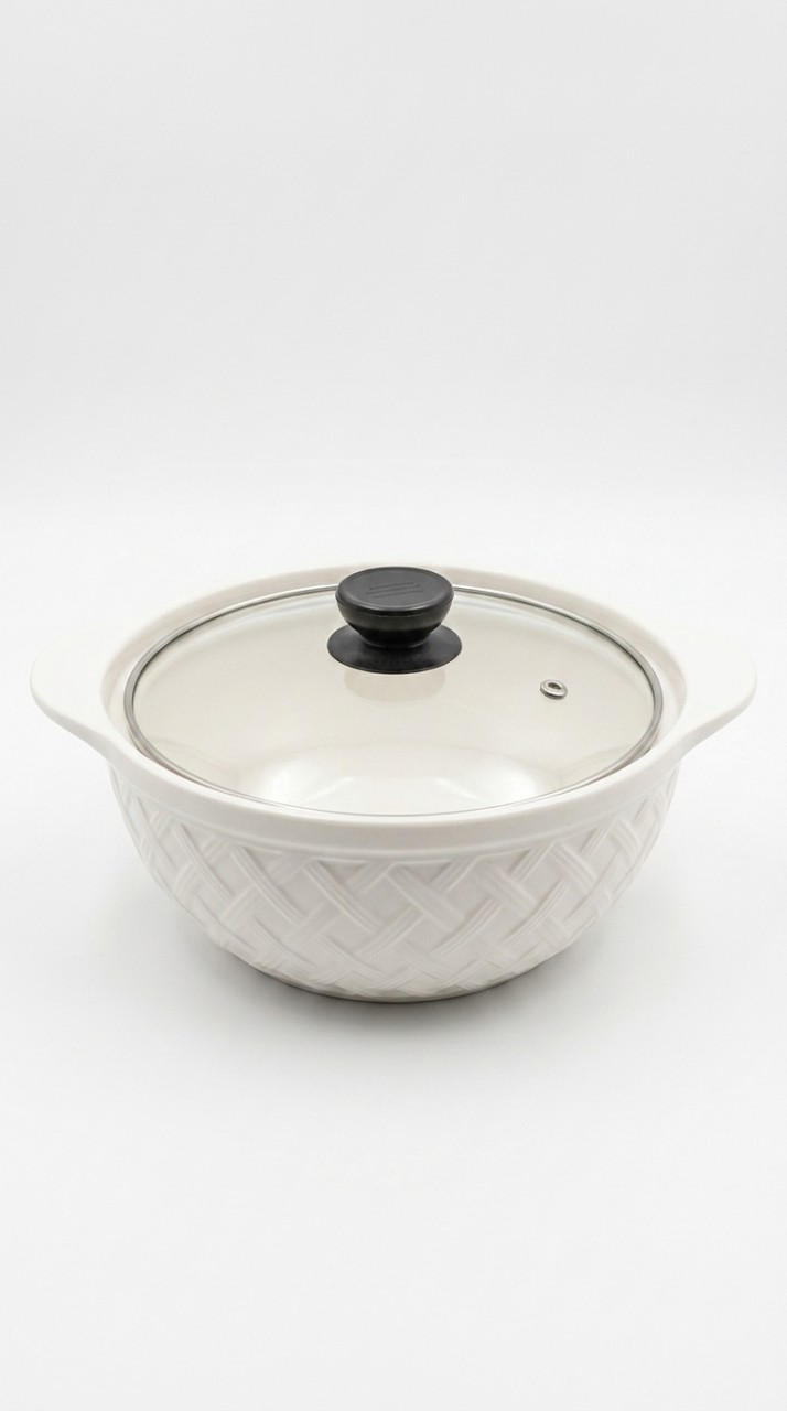 OLLA CERAMICA TAPA VIDRIO