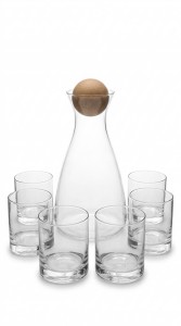 VASOS Y BOTELLA VIDRIO X 7