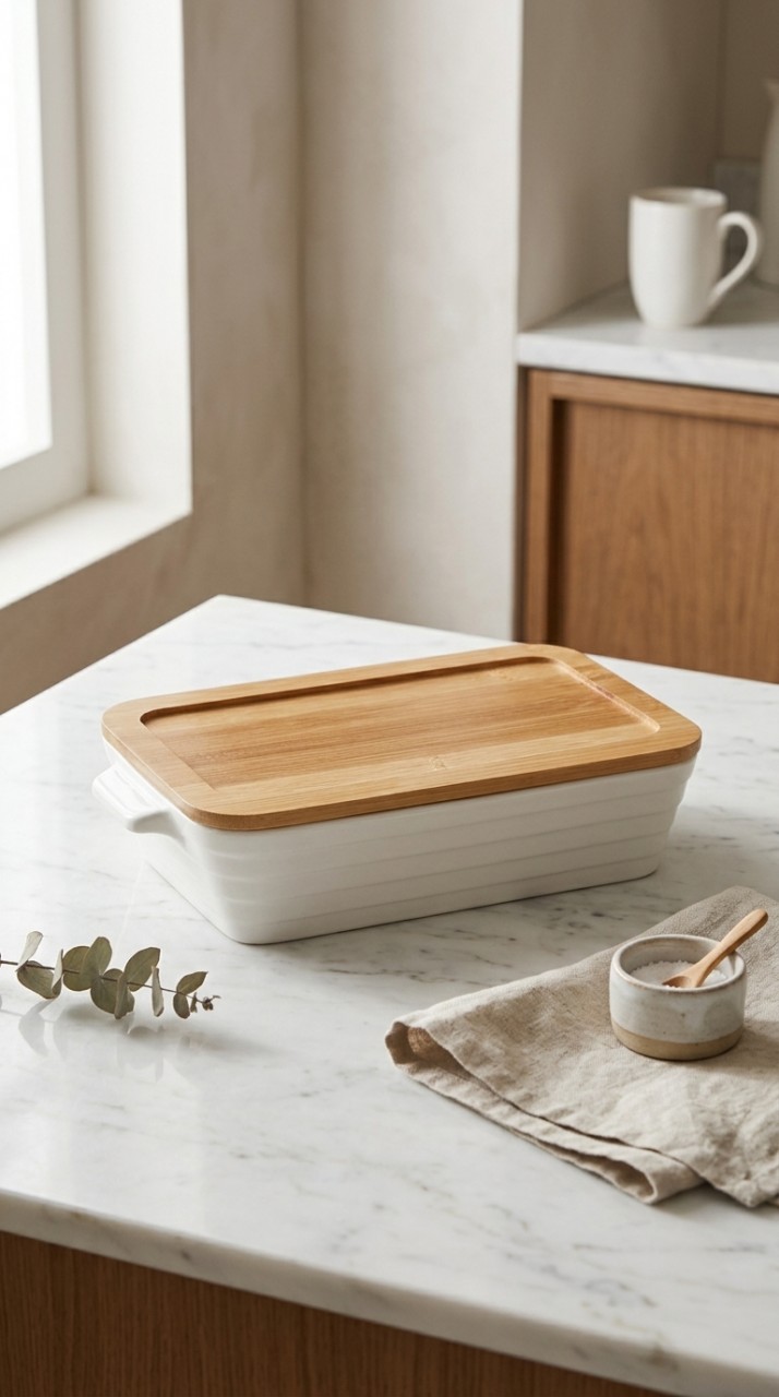 FUENTE CERAMICA TAPA BAMBU