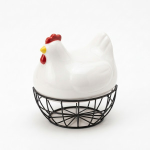 HUEVERA PLASTICO GALLINA BASE HIERRO