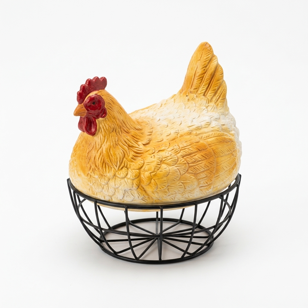 HUEVERA PLASTICO GALLINA BASE HIERRO