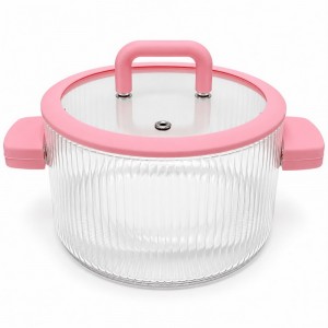 OLLA VIDRIO TAPA SILICONA ROSA 2500 ml.