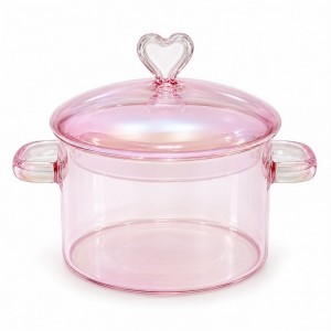 OLLA VIDRIO TORNASOLADO CON TAPA 1600 ml.