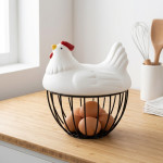 HUEVERA PLASTICO GALLINA BASE HIERRO