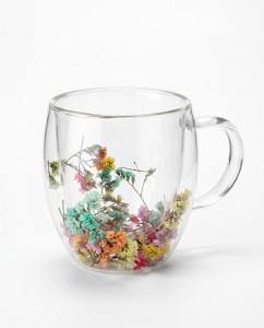 TAZA DOBLE VIDRIO CON FLORES