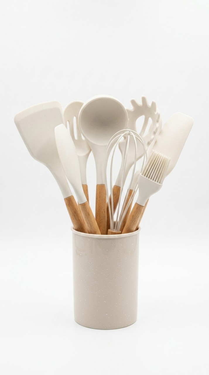 UTENSILIOS SILICONA Y BAMBU X 12