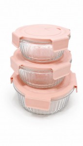CONTENEDOR VIDRIO REDONDO T/PLASTICO ROSA X 3