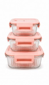 CONTENEDOR VIDRIO CUADRADO T/PLASTICO ROSA X 3