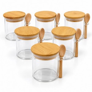 FRASCO VIDRIO ESPECIERO CUCHARA BAMBU X 6