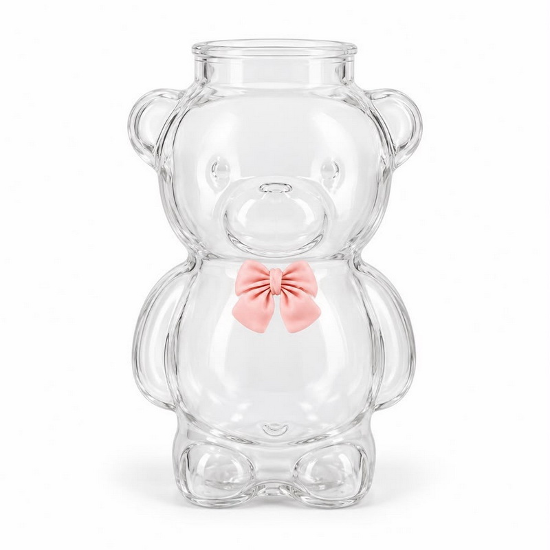 VASO VIDRIO OSO CON MOÑO 320 ml. SIN SORBETE