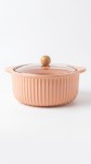 OLLA CERMICA ROSA CON TAPA VIDRIO