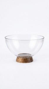 BOWL VIDRIO BASE DE ACACIA