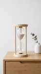 RELOJ ARENA VIDRIO Y BAMBU 26 cm.