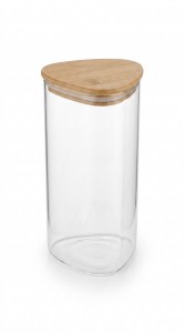 FRASCO VIDRIO TAPA BAMBU 1100ML