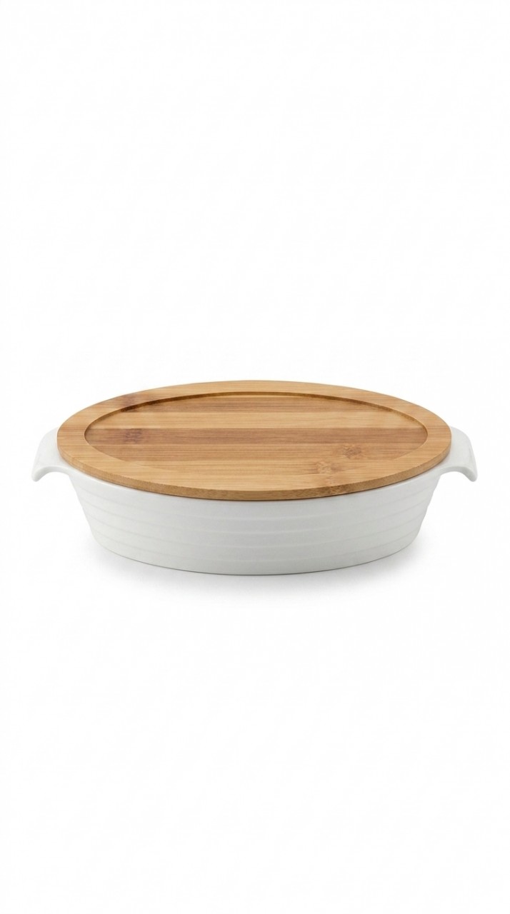 FUENTE CERAMICA TAPA BAMBU