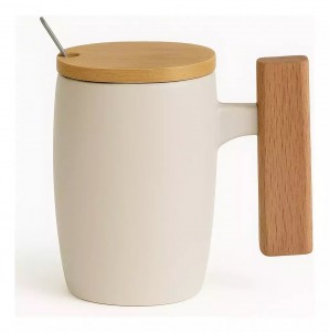 TAZA CERAMICA CON TAPA Y CUCHARA