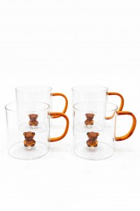 SET TAZAS VIDRIO C/OSO INT. X 4 UNID.