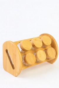 SET ESPECIERO X 6 VIDRIO C/BASE BAMBU