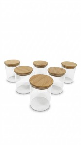 FRASCO VIDRIO ESPECIERO TAPA BAMBU X 6 200 ml.
