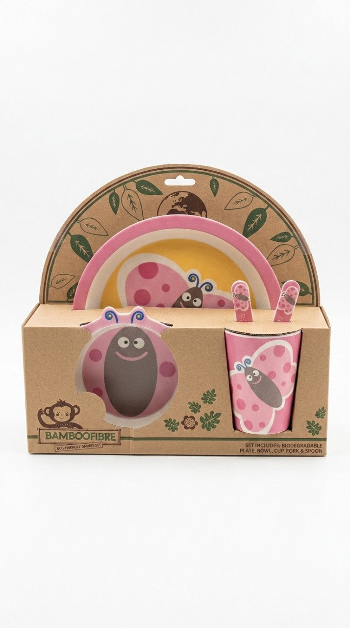VAJILLA INFANTIL FIBRAS NATURALES BAMBOO X 4
