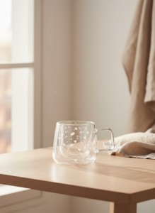 TAZA DOBLE VIDRIO 400ML CORAZON WHITE