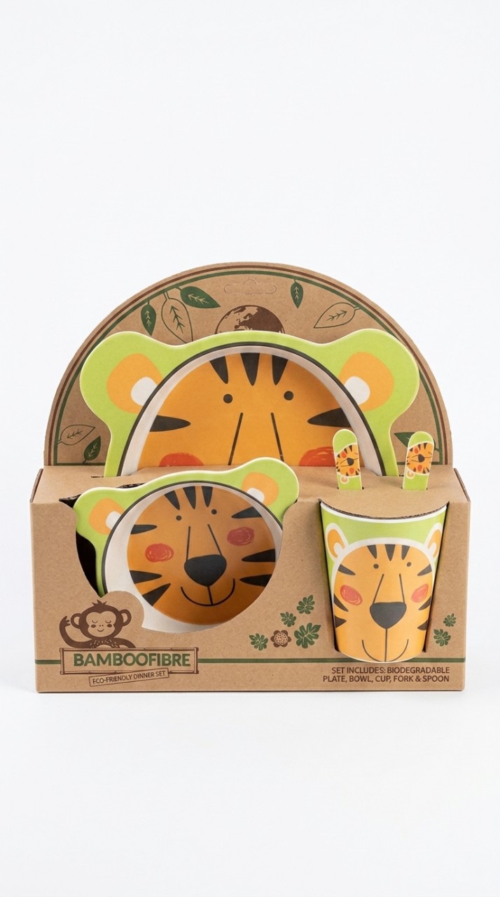 VAJILLA INFANTIL FIBRAS NATURALES BAMBOO X 4