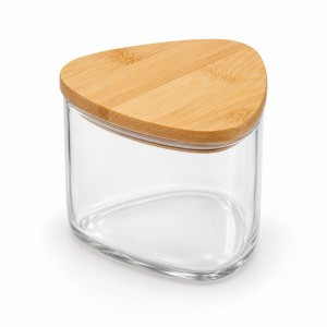 FRASCO VIDRIO TAPA BAMBU 500 ml.