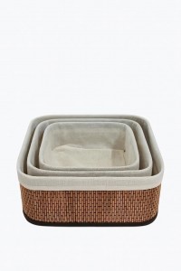 CANASTO BAMBU/LIENZO X 3 PCS.