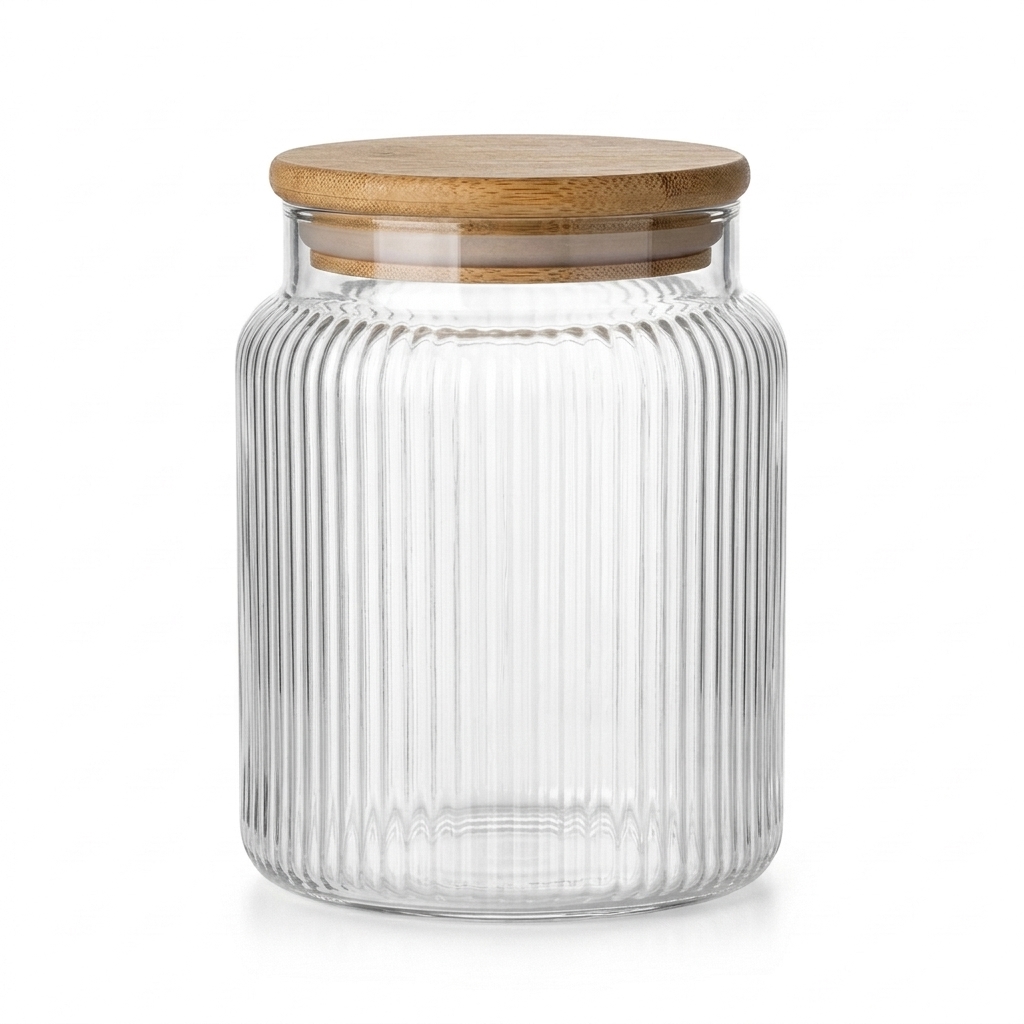 FRASCO VIDRIO TAPA BAMBU