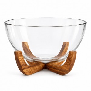 BOWL DE VIDRIO BASE ACACIA