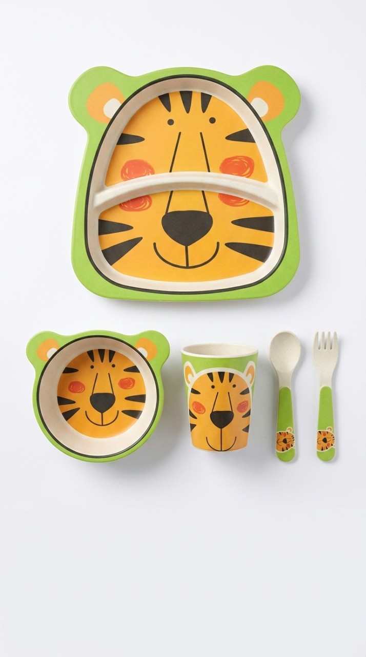 VAJILLA INFANTIL FIBRAS NATURALES BAMBOO X 4