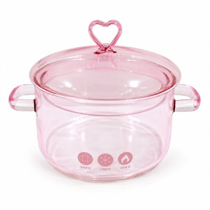 OLLA VIDRIO CON TAPA ROSA 1800 ml.