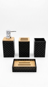 SET DE BAÑO ACRILICO Y BAMBU 4 PCS.