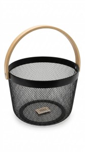 CANASTA HIERRO NEGRO C/ MANIJA BAMBU