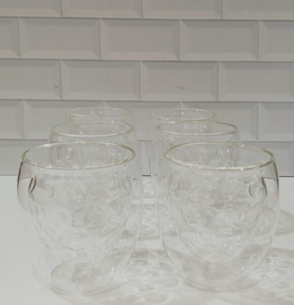 SET VASO VIDRIO DOBLE BURBUJA X 6 UNID. 250ML.