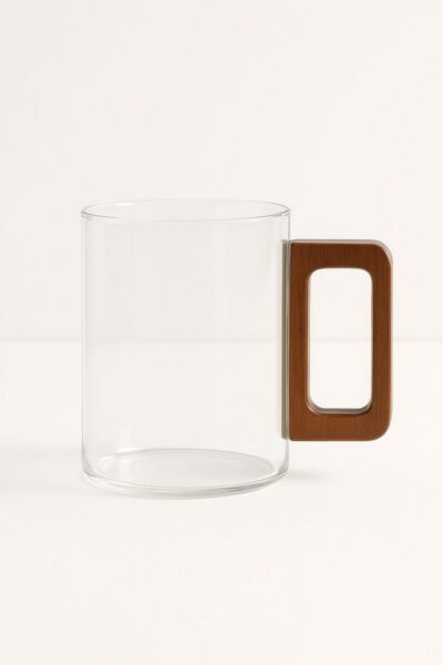 TAZA VIDRIO ASA BAMBU 400ML